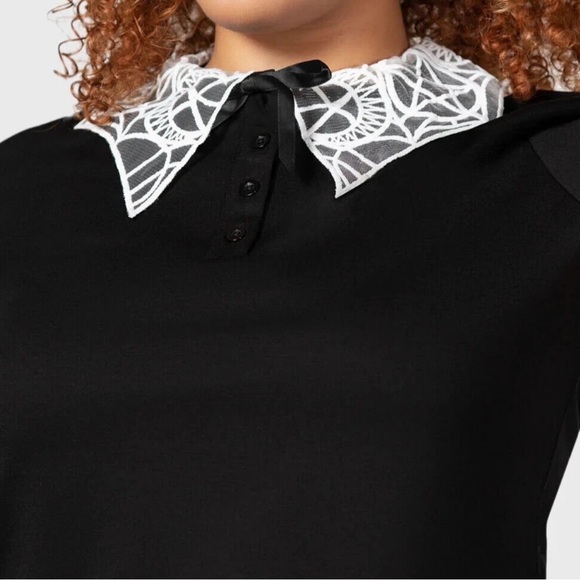 Preloved: Killstar Black Top with White Web Collar size XXL - Picture 2 of 9